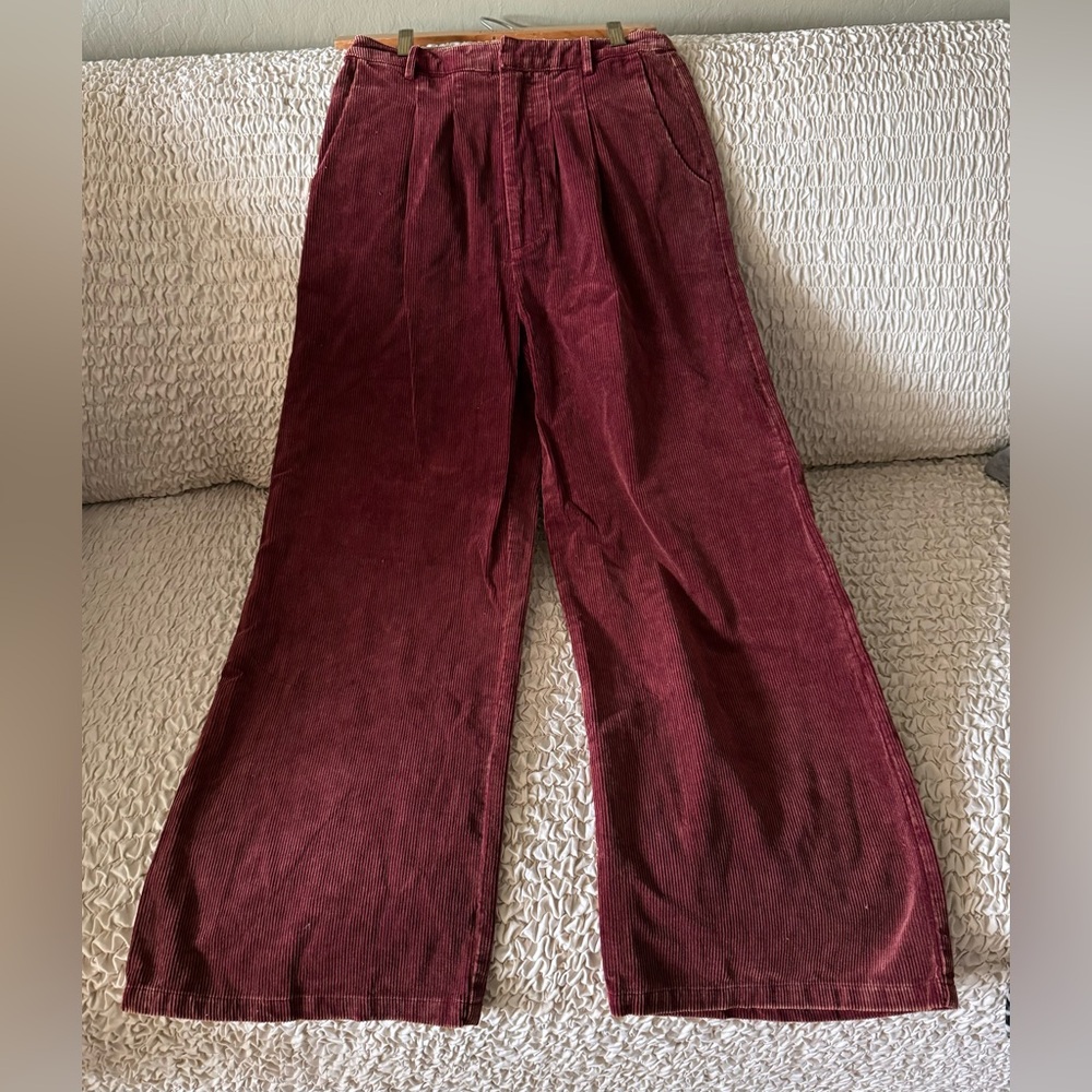 Sage The Label Wide Legged Pants, rust colored corduroy, size S